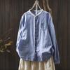 Autumn Cotton Lace Stand Collar Artistic Patchwork Age-Reducing Shirt