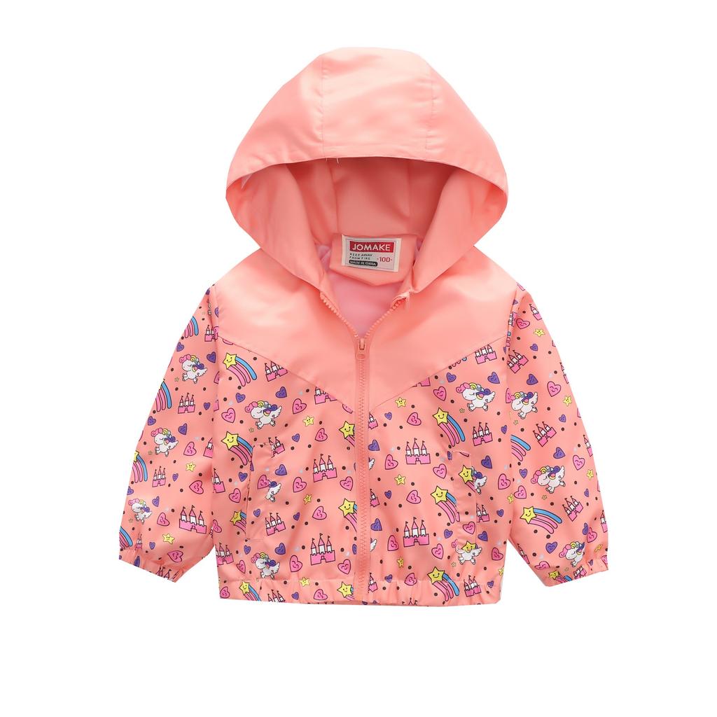 Boys and Girls Children's Clothing In Small Children Printed Fashion Splicing Casual Hooded Zipper Jacket Jacket