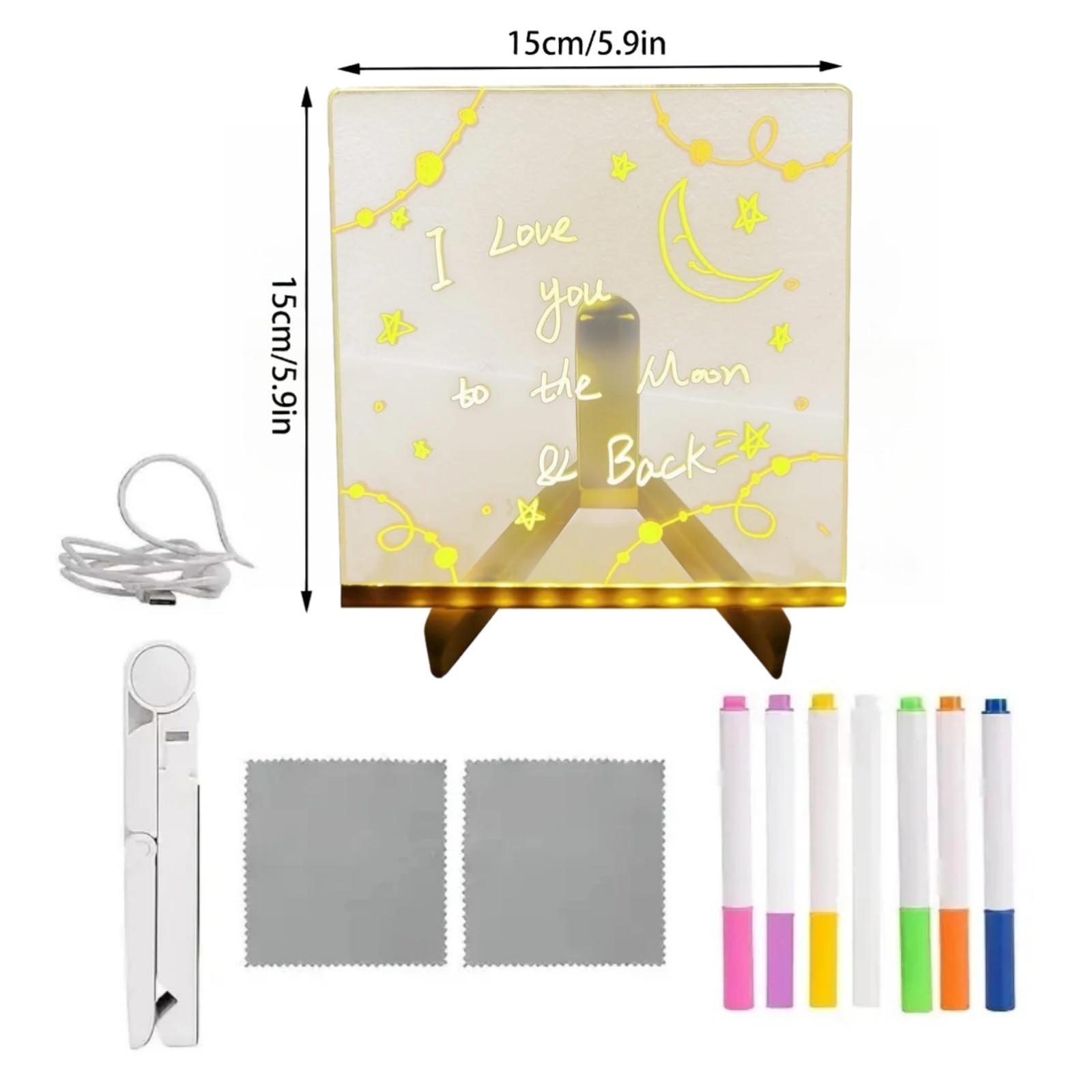 Acrylic DIY Message Board Erasable Graffiti LED Transparent Notepad Handmade Writing Notice Board Desk Accessories Home Decor
