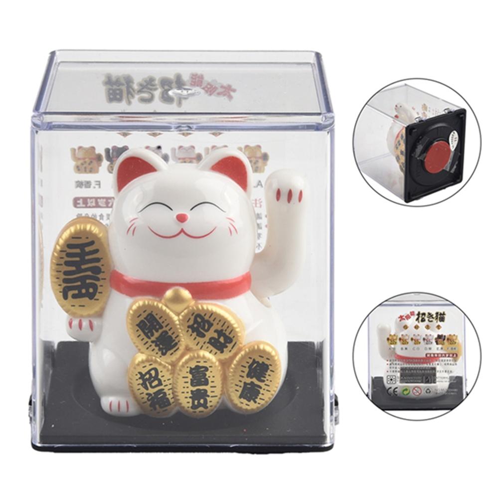 2Inch Solar Car Waving Lucky Cat Bonsai Home Decoration Feng Shui Cat Solar Powered Automatic Hand Waving Geomancy Cat чёрный