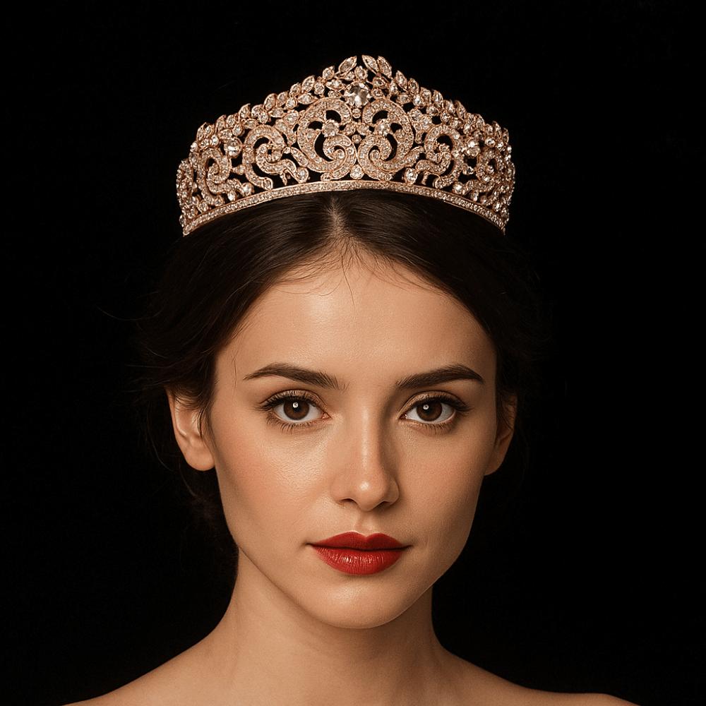 Baroque Rhinestone Tiara Zinc Zinc Alloy Crown Hair Accessory Temperament Princess Crown  Women