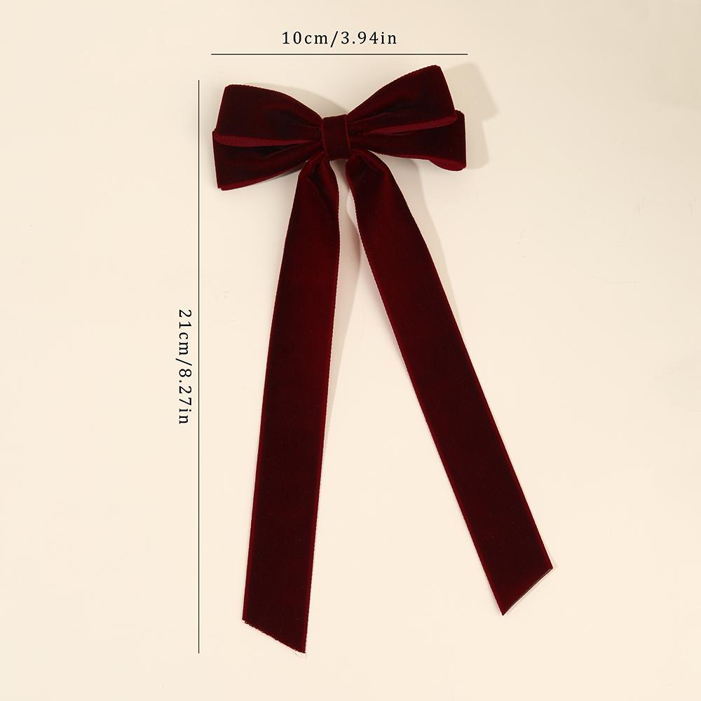 2pcs Burgundy Deep Red Hair Clips Long Tail Velvet-Like Hairpins For Girls Curly Straight Party Daily Headwear Hair Accessories