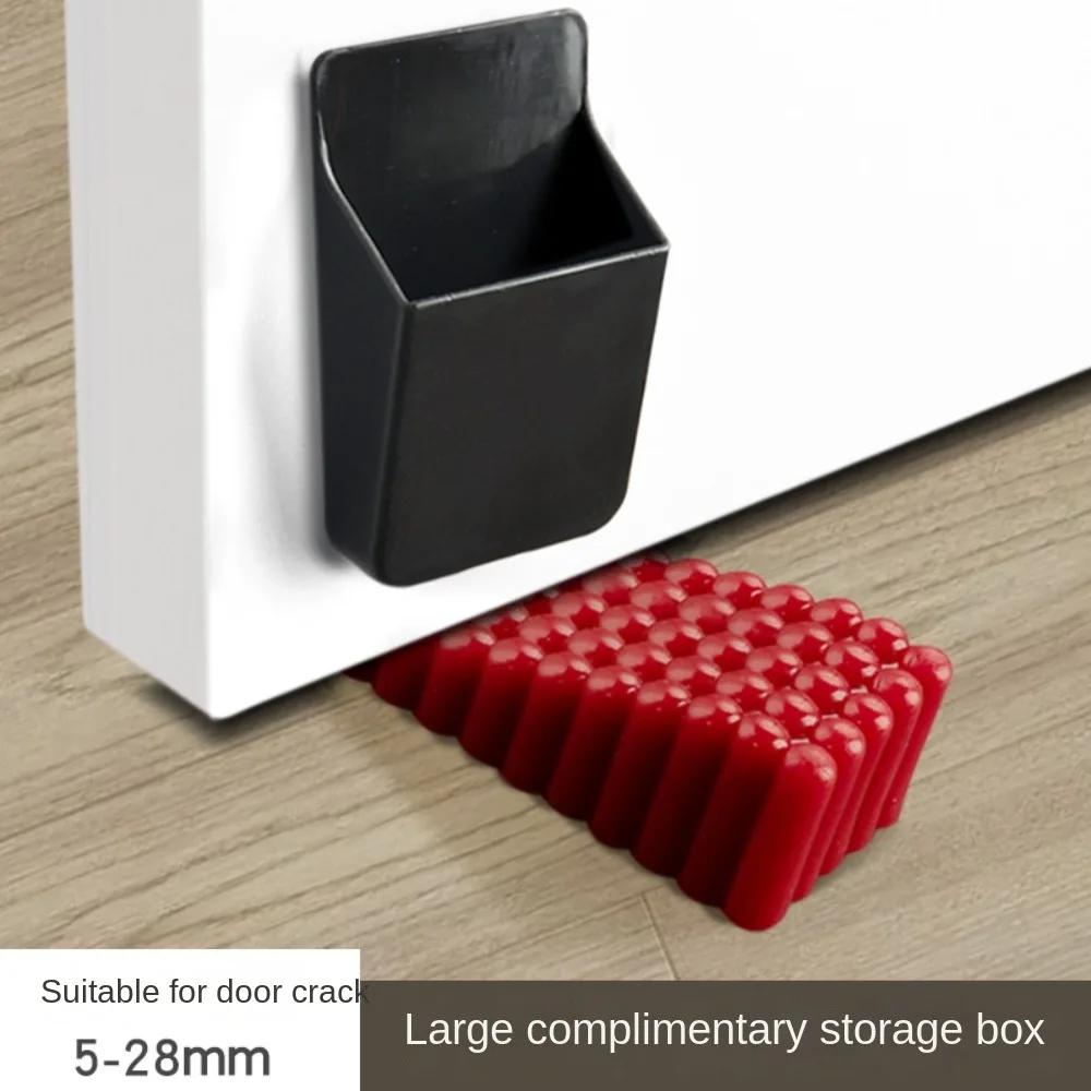Neuer Silikon-Türstopper Geräuschreduzierung Stanzfreies Türblockiergerät mit Aufbewahrungsbox Wandschutz Türstopper