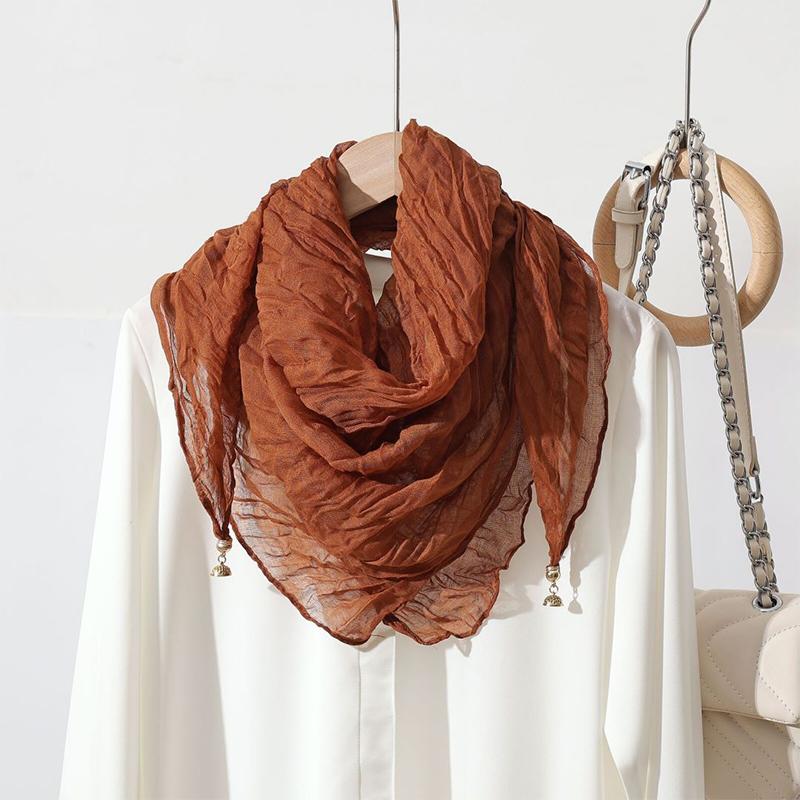 Women Scarf for Women Fashion Square Scarf Bohemian With Magnetic Buckle Casual Long Pleated Outings