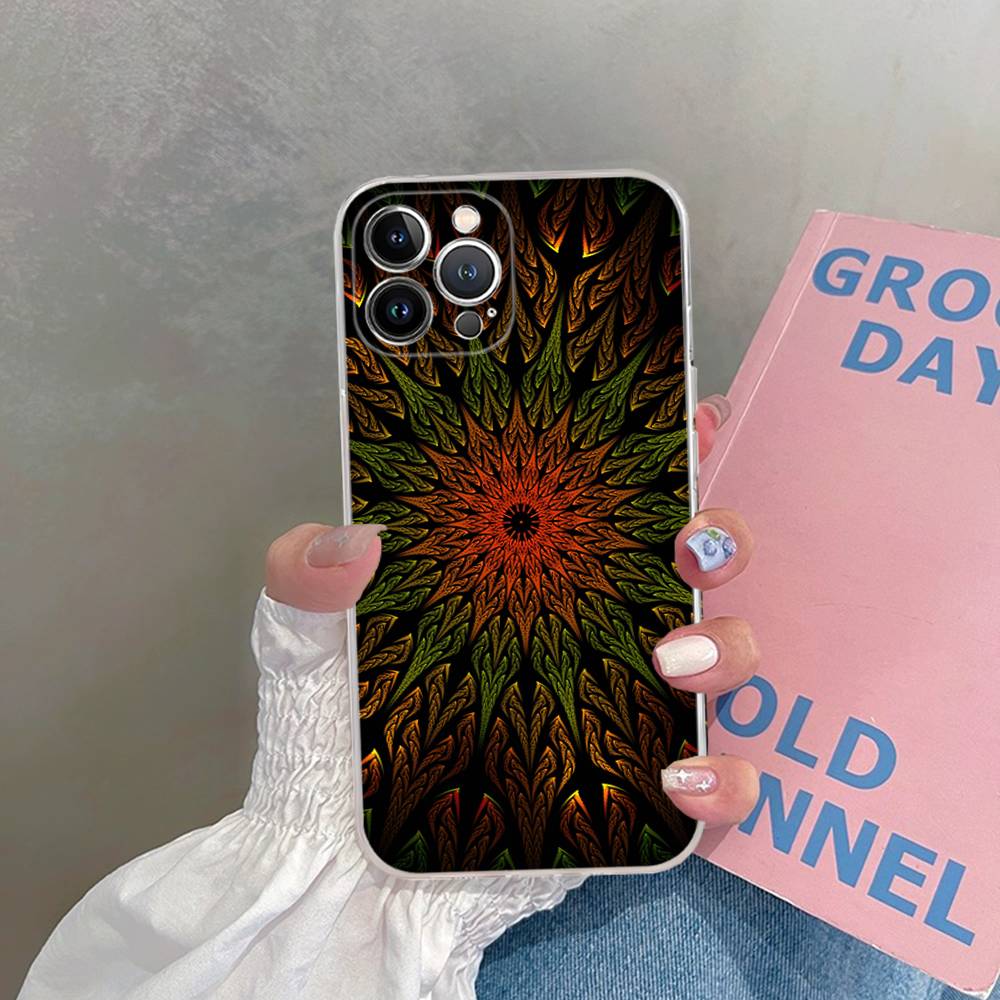 Mandala Painting For iPhone 11 12 13 14 15 16 17 Pro Max Plus 13 Mini Silicone Soft Transparent Back