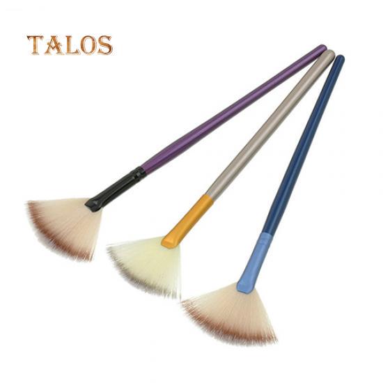 1 st Pro Trähantag Nylon Fläktform Sminkpuderborste Kosmetiska verktyg