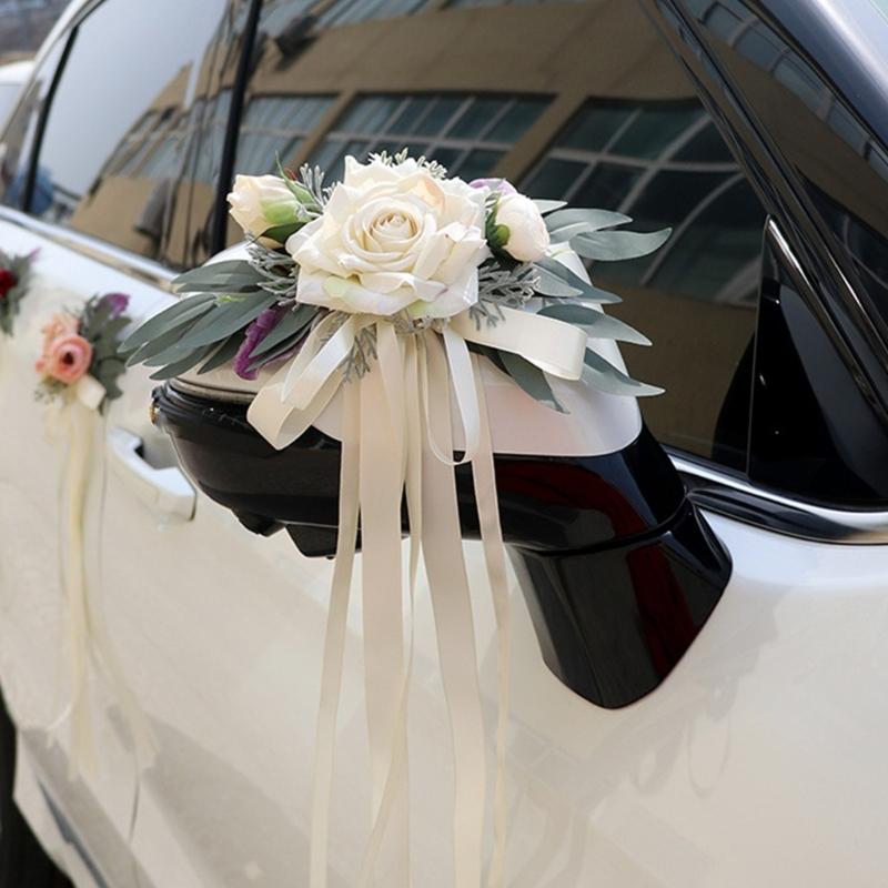 Artificial Flower Bouquet Romance Wedding Car Rearview Decoration And Celebration Venues Layout Setting Flower Decors