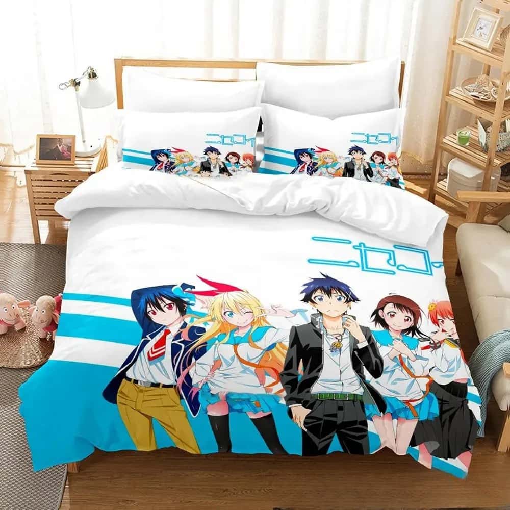 

3D Print Nisekoi False Love Bedding Set Boys Girls Twin Queen King Size Duvet Cover Pillowcase Bed Boys Adult Home Textile EU single(135x200cm)