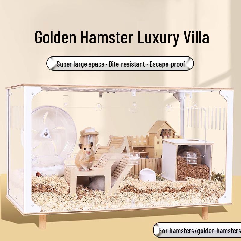 Golden Hamster Luxury Villa - Large Acrylic Cage, Starry Sky Design