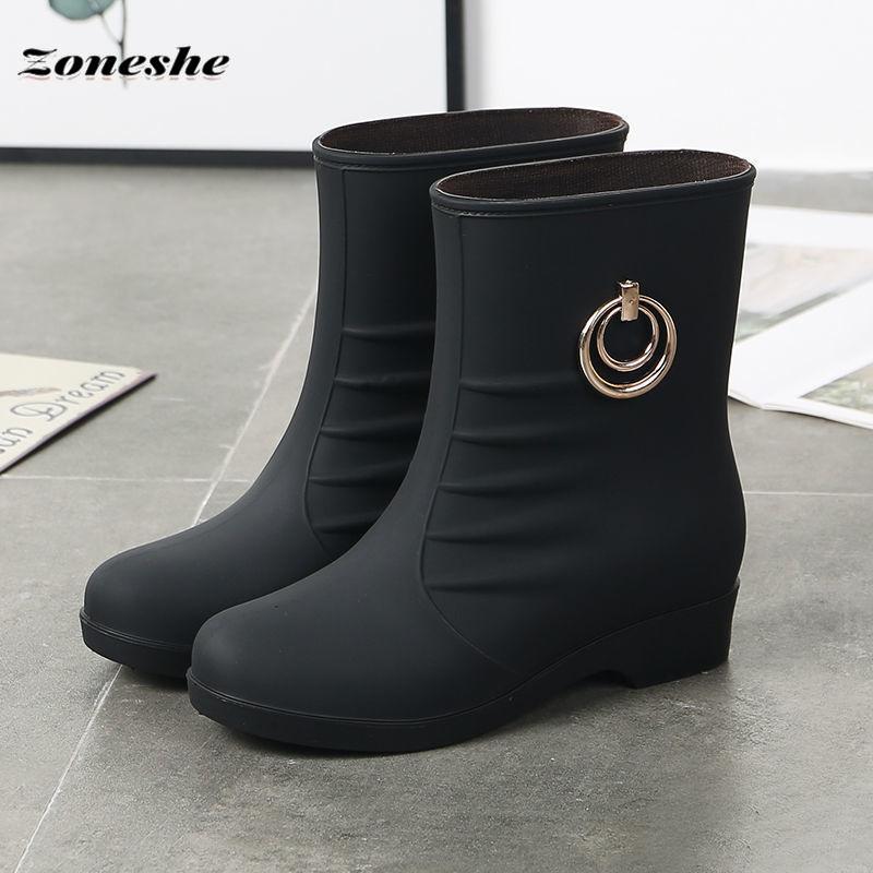 Wasserdichte Regenstiefel für Damen, Regenstiefel, koreanische wasserdichte Schuhe, Damenstiefel mit mittlerer Wade