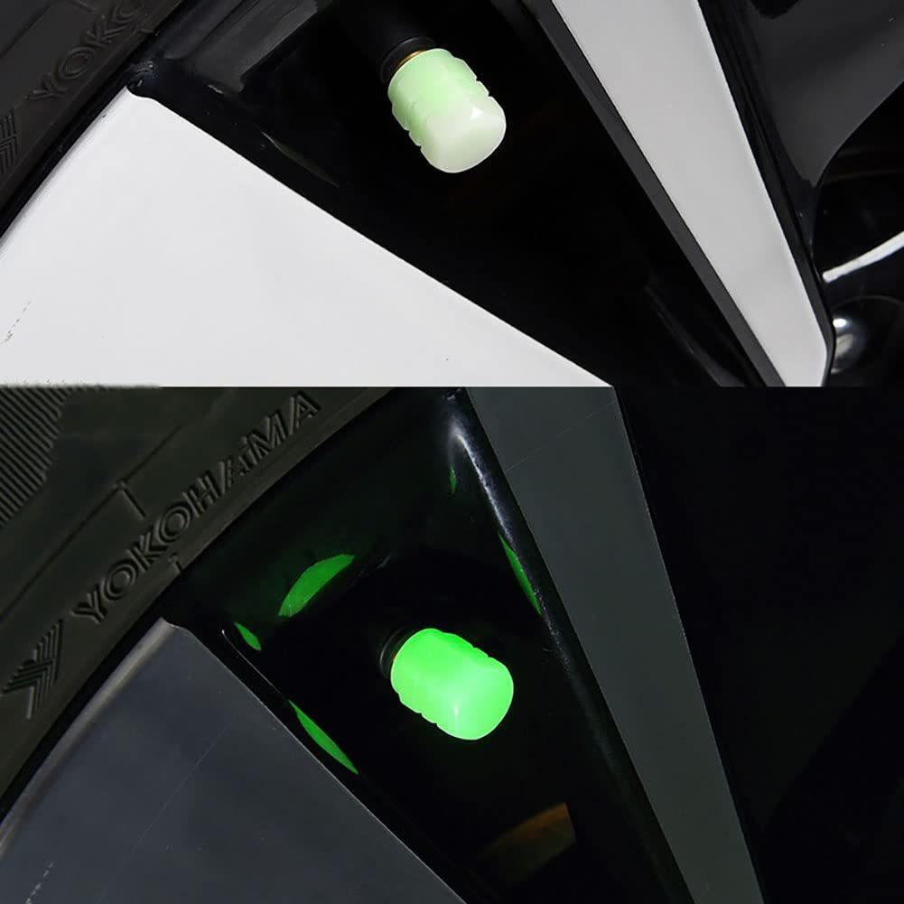 8 st Däckventil Stamkåpor Bil Luminous Tire Air Cap Fluorescerande säkerhetsventil Kärnskydd för bil Lastbil Suv Motorcyklar Cykel