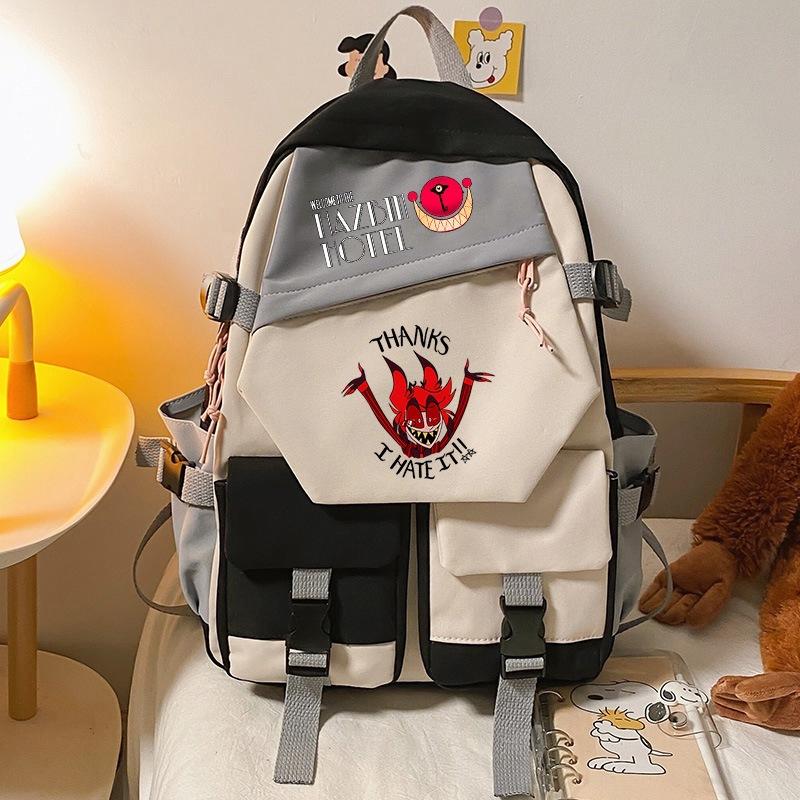 Hell Inn Boys And Girls Elementary And Secondary School Bags Cartoon Hazbinhotel Trendy Backpack Cool