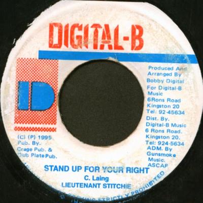 7inch Record LIEUTENANT STITCHIE - Stand Up For Your Right NONE Digital-B 1995 Jamaica Reggae, Ska & Dub Used