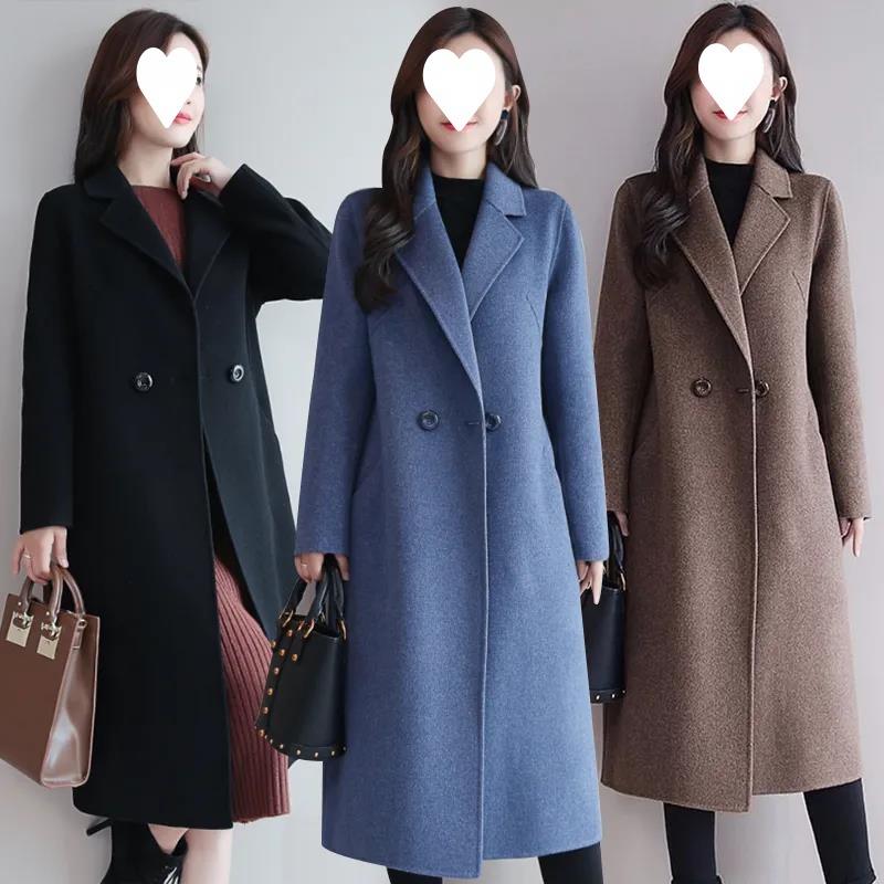 New Coat Spring and Autumn Medium and Long Large Size Woolen Korean Version Loose Woolen Coat Women