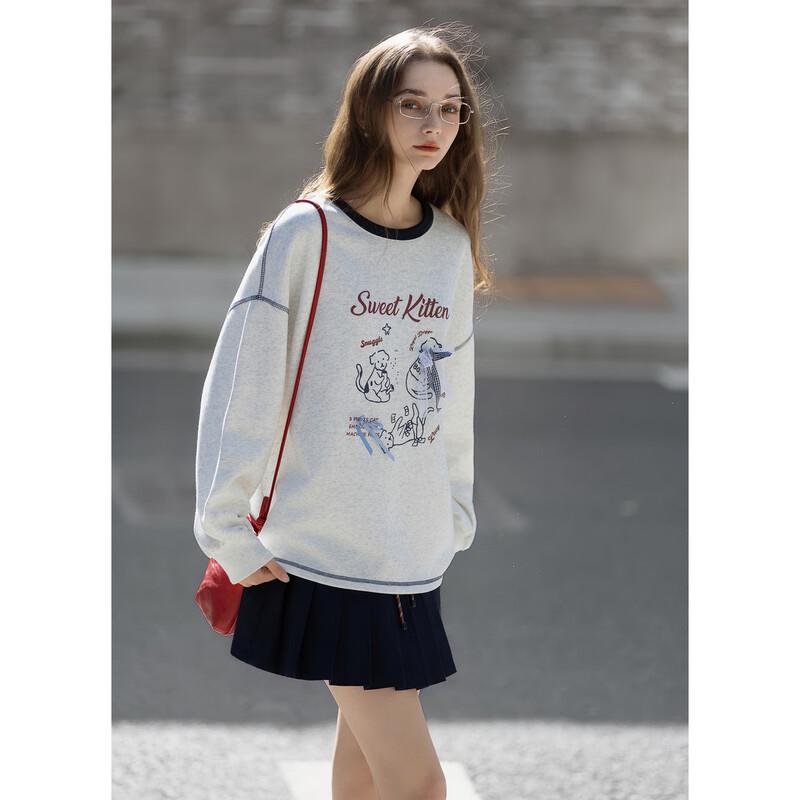 TonLion Women's Letter Print Round Neck Sweatshirt