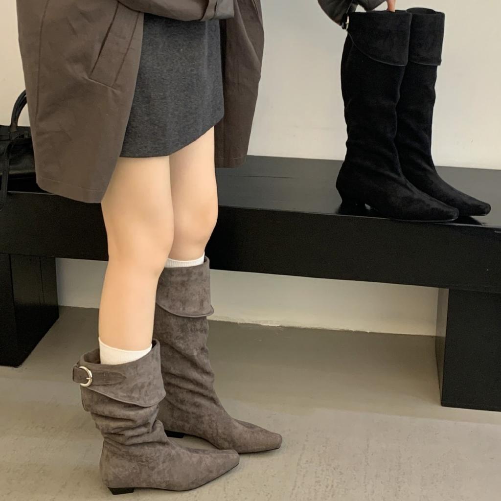 Autumn Suede Fashion Boots Women's 2025 New Versatile Retro Slim But Knee High Knight Boots Boots Boots
