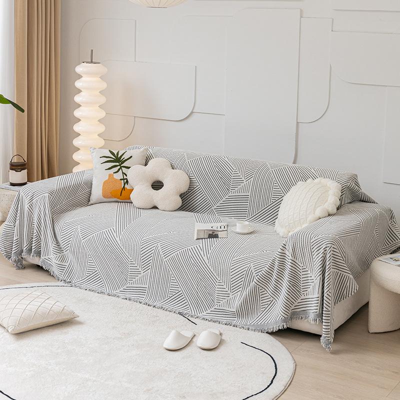 

Интегрированный полностью покрытый толстый шенилл линия геометрический антицарапающий современный простой диван полотенце диванная подушка четыре сезона универсальный 180*130cm