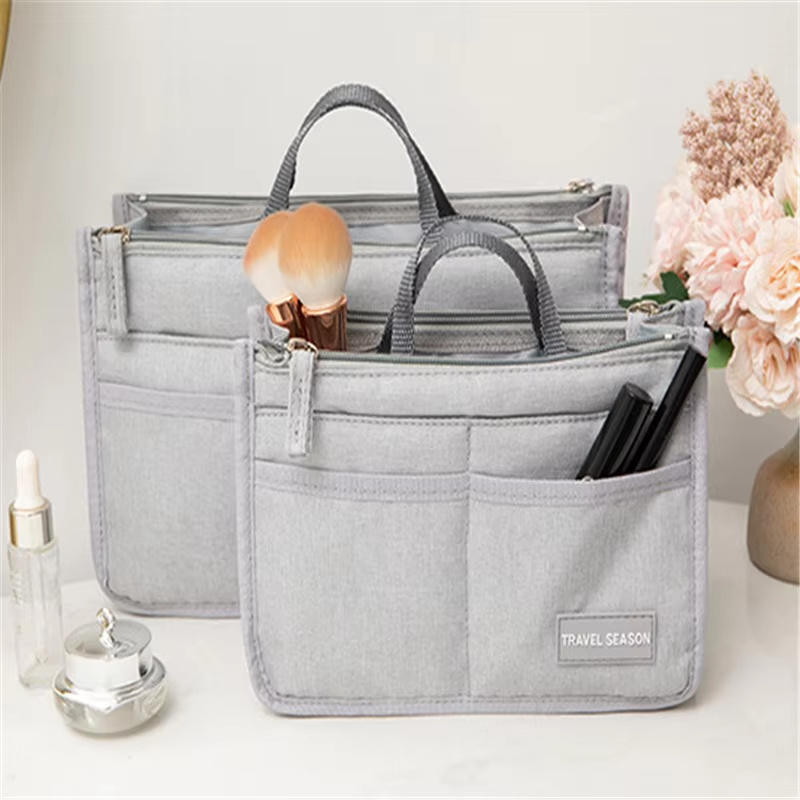 Fashion Travel Tote Bag Shaper Insert with Handles Large Capacity Purse Organizer Liner Bag Multifunctional Cosmetic Bag