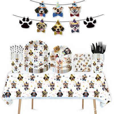 Custom Pet Dog Dog Children'S Theme Party Tableware Paper Plates Paper Towels Tablecloth Decoration Supplies