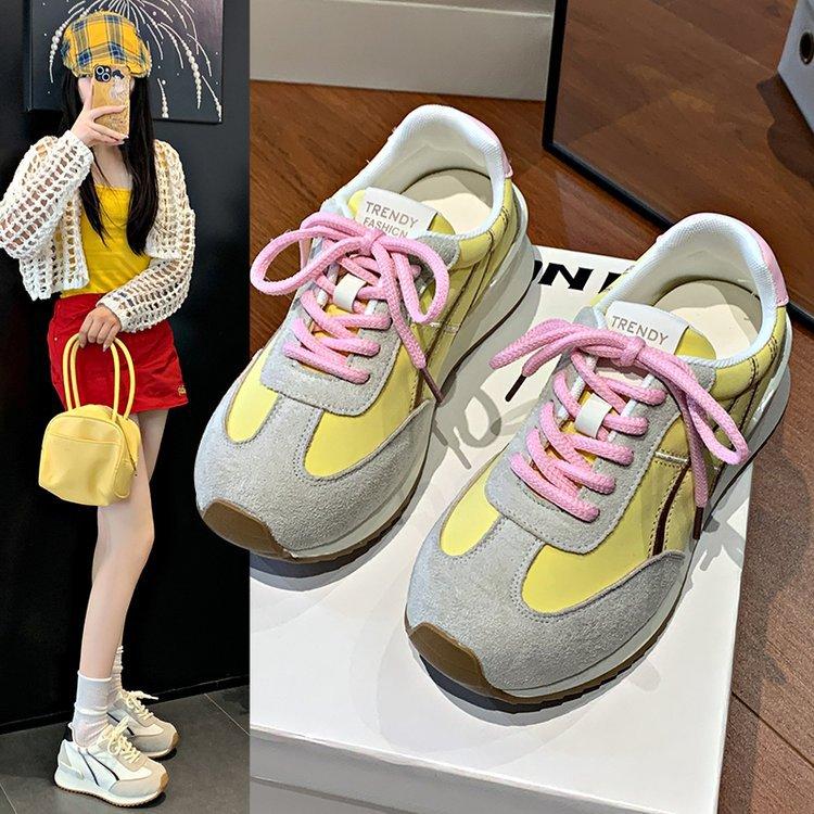 Niche German Training Shoes Women's 2025 Early Spring New Color Matching Fashion Sports Shoes Running Flat Casual Board Shoes Forrest Gump Shoes