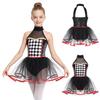 Rochie Tutu Cloună pentru Fete Gât Halter Paiete Carouri Body Costum Halloween pentru Dans