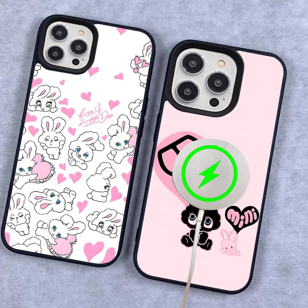 Cute Cartoon Esthers Bunny Magnetic Wireless Phone Case For IPhone 17 16 15 14 Plus 13 12 11 Pro Max