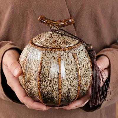 Kiln Change Ceramic Tea Caddy Food Storage Jar Sealed Jars Tea Box Tea Containers Storage Tank Candy Jar Home Organizer Teas Can