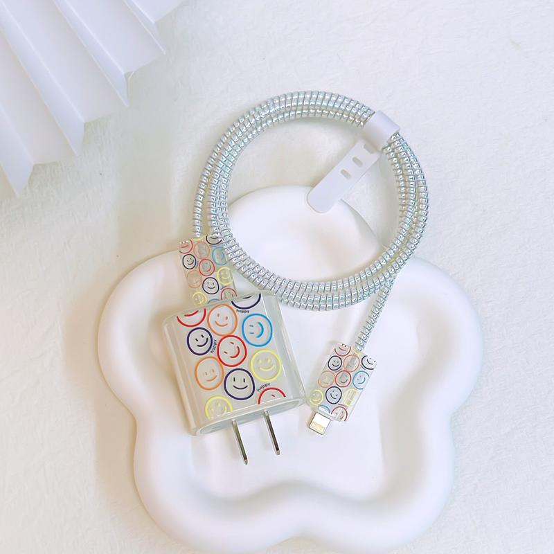 Data Cable Protector Winder Spiral Protective for Apple Iphone 18w 20w Charger Protector Silicone Case Shell Prevent Breakage