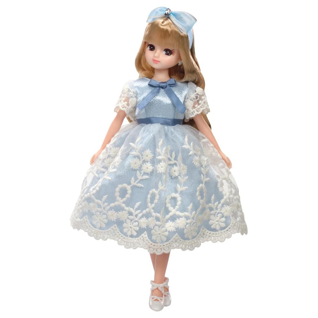 Takara Tomy Licca-chan Doll LD-09 Classical Blue Ribbon Dress-Up Pretend Play Toy for Ages 3 and Up