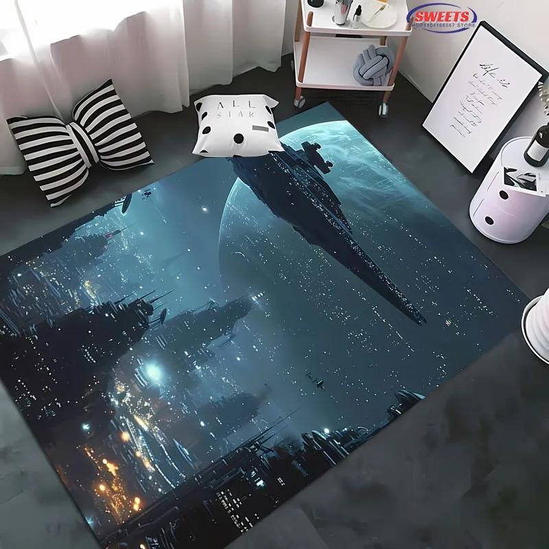 

Килим на військову тематику лінкора, килимок для вітальні/спальні з принтом космічного корабля-лінкора, килим у сучасному стилі, килимок у подарунок для любителів лінкорів 40x60cm (16x24in)