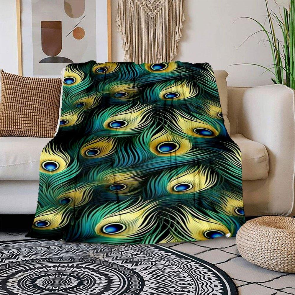 

Peacock Feather Pattern Phone WallpaperBlanket Flannel Throw Blanket for Sofa, Bed, Travel, Camping, Office, Couch, Chair, And Bed Gift for 150x180cm