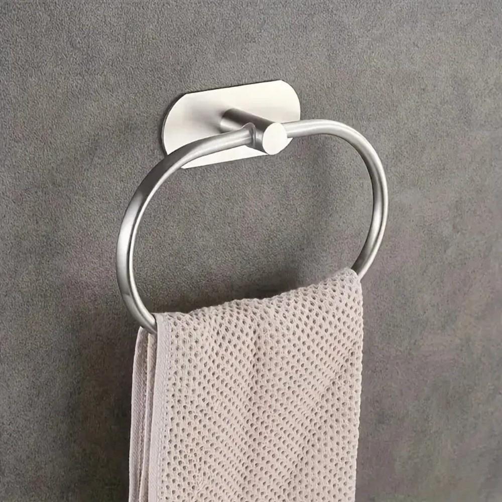 Rustproof Towel Ring Hook Wall Mounted Self-adhesive Towel Holder Hand Towel Holder  Bedroom Use