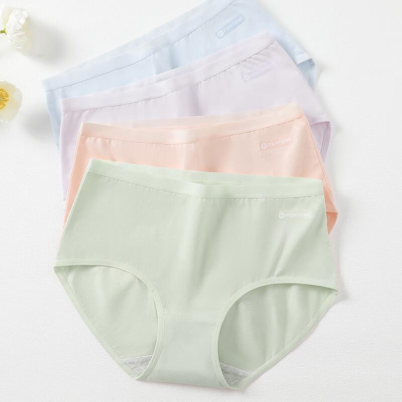 Fenteng Women's Pure Cotton 10A Antibacterial Briefs (4-Pack)