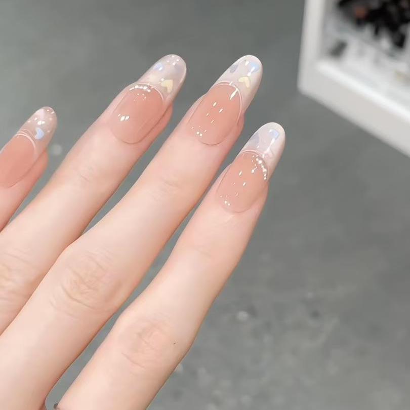 Xiaohongshu Spring/Summer Candy Color French Girlish Handmade Press-On Nails