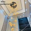 Modern LED Chandelier Glass Ball Dimmable Pendant Lamp for Staircase Living Room Home Decor Suspension Lighting Design Lusters