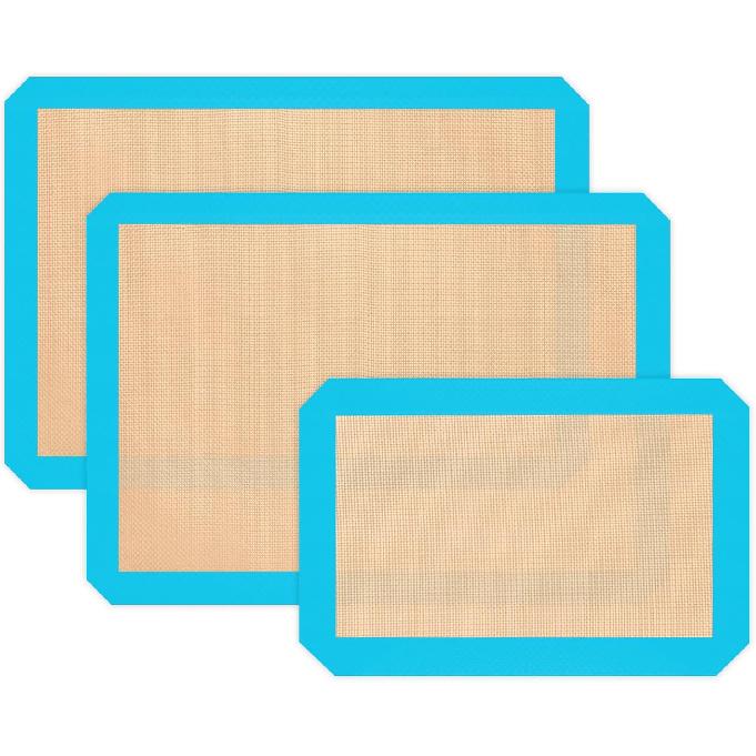 Silicone Baking Mat, Reble Silicone Mats for Baking Set of 3, Non-Stick Baking Supplies for Pastries, Cookies, Macaroons, Bread темно-синий