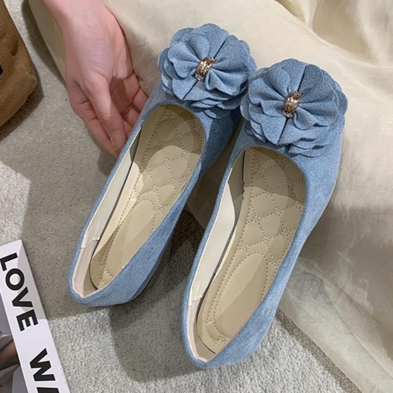 Fashion High Quality Women's Shoes Fashionable Flower Design Flat Shoes for Women Butterfly Knot Suede Single Shoes 43 Zapatos De Mujer