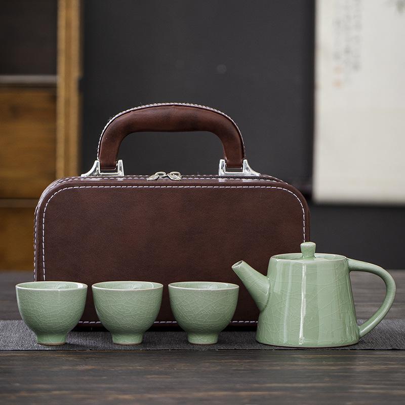 Simple travel tea set Portable outdoor kung fu tea set Ceramic tea set Business express cup gift
