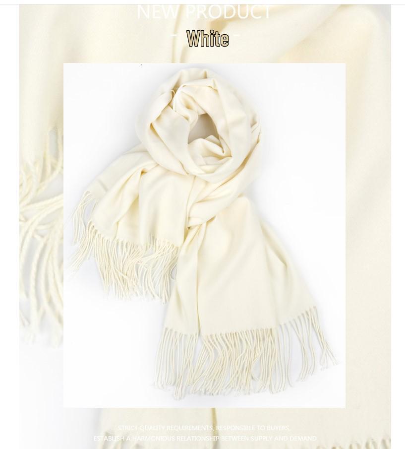 White Cashmere Scarf: Thickened, Solid Color, Versatile for Women & Men, Perfect for Autumn & Winter