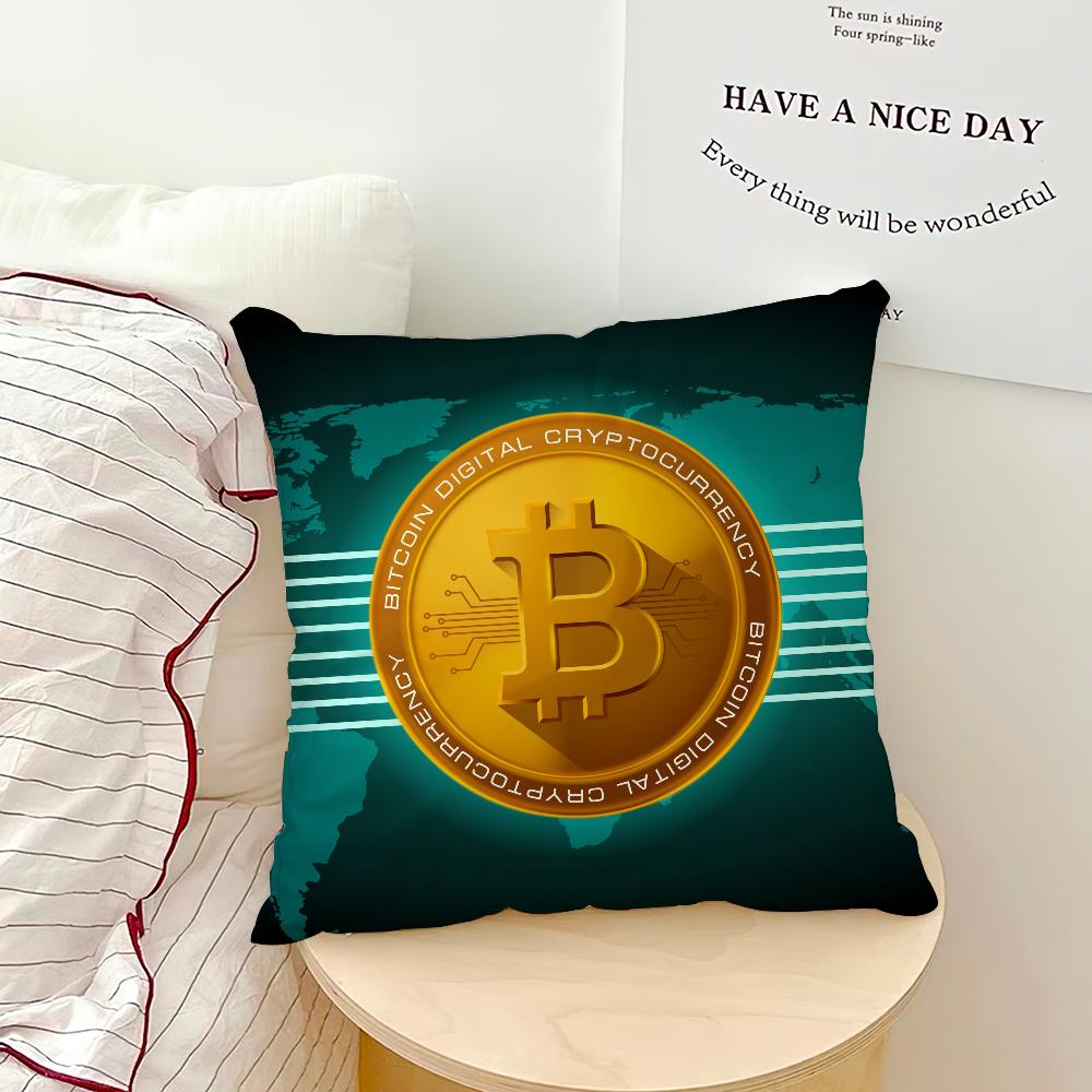 Bitcoin Krypto Kryptowährung Btc Kissenbezug Sofa Wohnzimmer Schlafzimmer Kopfteil Rückenlehne Kissen Quadratisches Kissen Nickerchenzeit