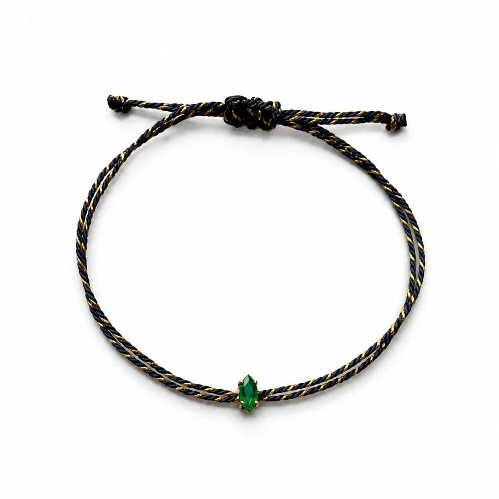 Crystal Gemstone Braided Rope Bracelet Multicolor Bohemian Bracelet Zircon Bracelet For Women
