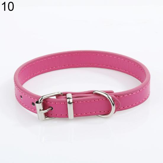 Fashion Adjustable Faux Leather Solid Color Dog Cat Puppy Neck Strap Pet Collar