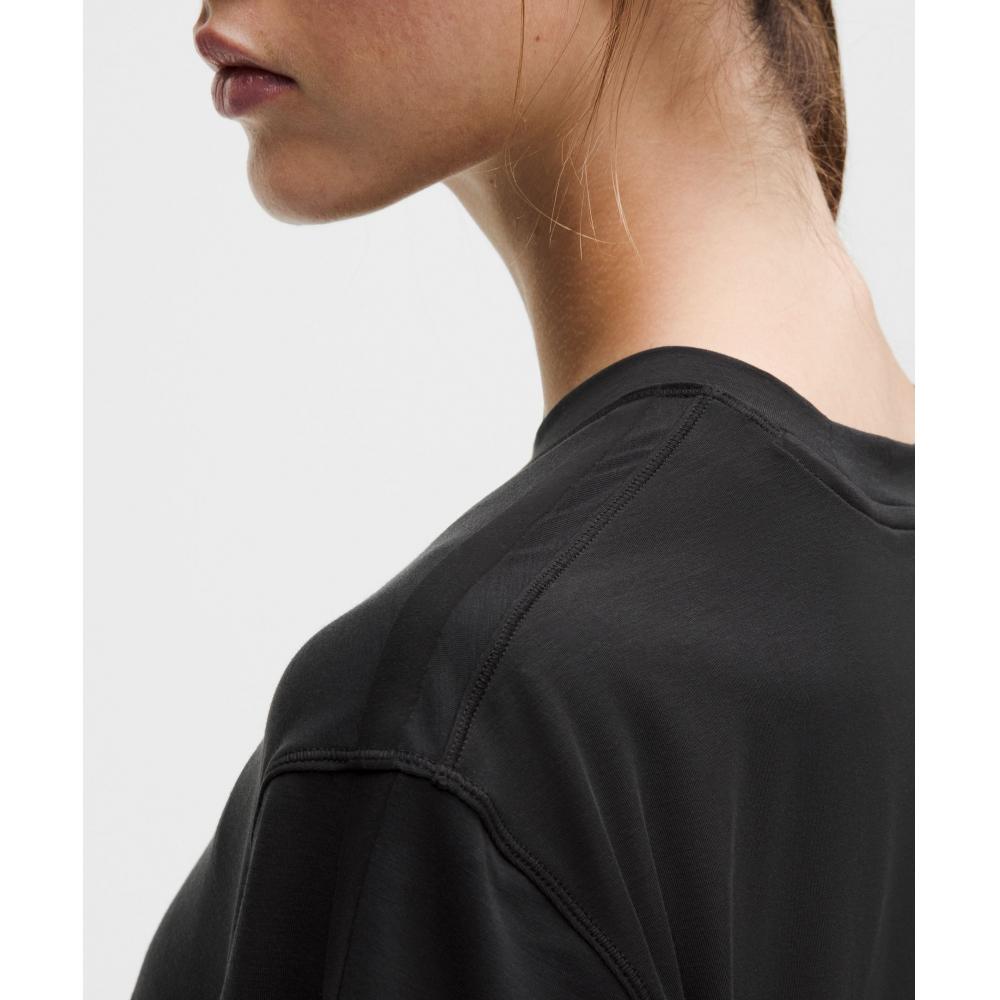 Lululemon Jersey Training Cropped Short Sleeve Shirt  Flocked Black Black