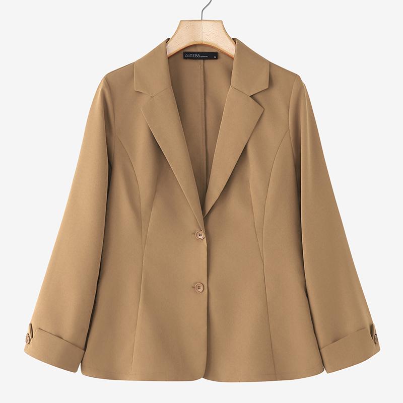 ZANZEA Women Casual Turn Down Collar Long Sleeve Thin Cardigan Blazer