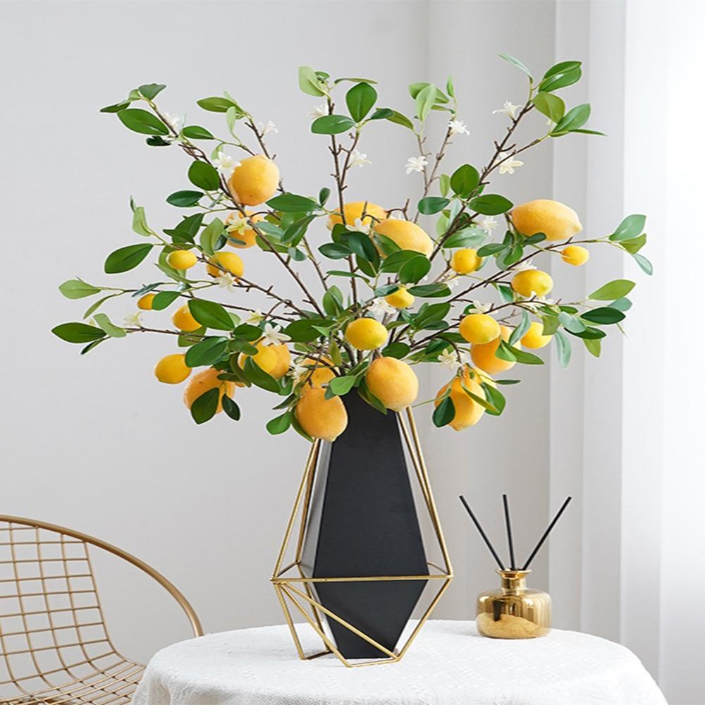With Lifelike Lemon Fake Fruit Stems Fresh Green Yellow Simulation Green Plants  Flower Arrangement
