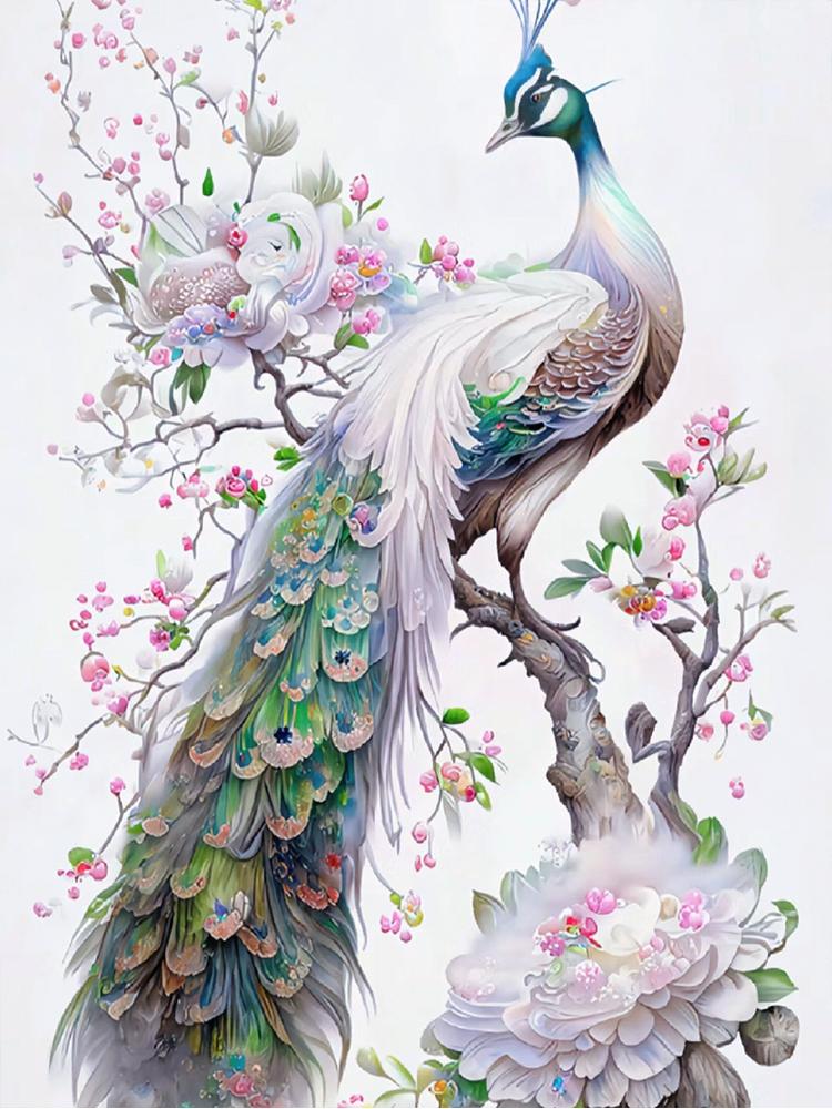 5D DIY Peacock Diamond Colored Animal Full Circle Square Diamond Embroidery Mosaic Cross Embroidery Set Home Decoration Gift