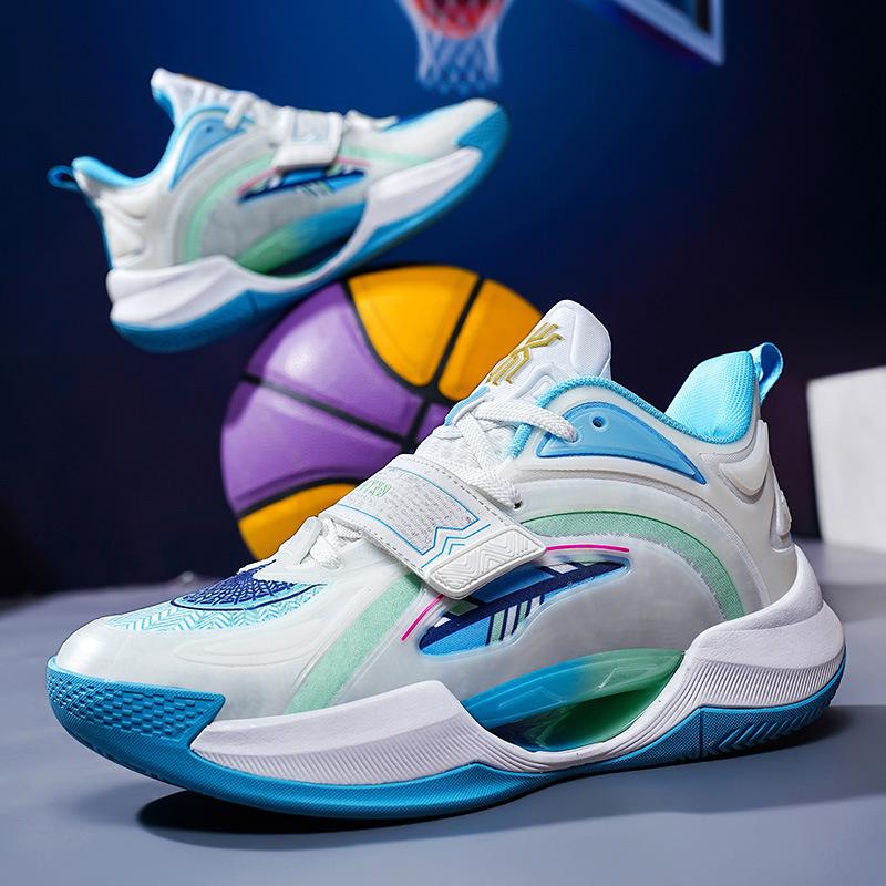 Popular Luminous Basketball Shoes Men's Actual Combat Shoes Non-slip Training Shoes Spot Youth Leather Wear-resistant Outdoor Sports Shoes