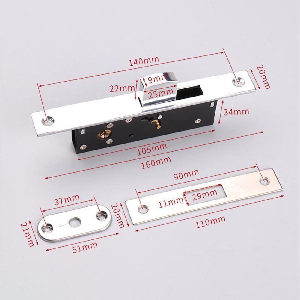Door Lock Body Sliding Narrow Stile Sliding Door Mortise Door Lock Security Anti-Theft Lock Body Aluminum Alloy  Hook Lock