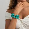 SHIXIN Exaggerated Geometric Colorful Beaded Acrylic Elastic Bracelets Women Boho Trendy Square Beads Stack Bangle Retro Jewelry