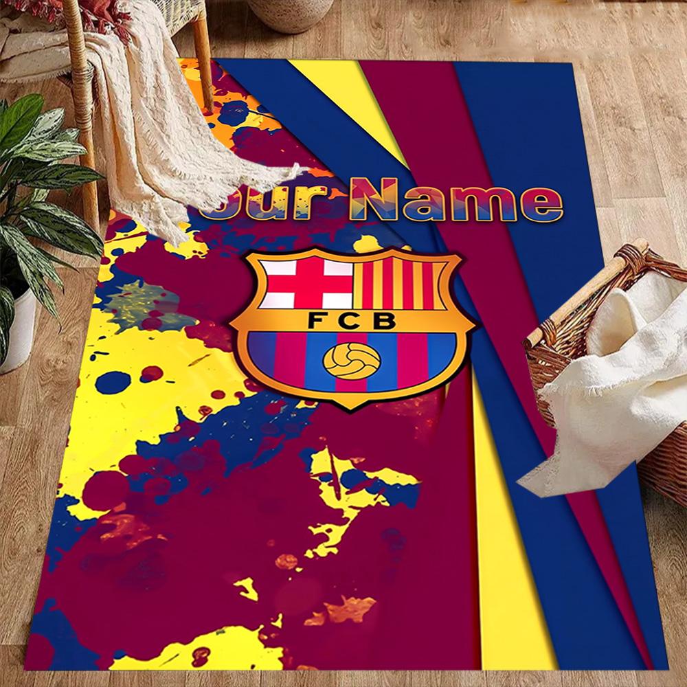 Barcelona Club Customize Text Floor Rug Office Rug Perfect for Entryway Study room Dormitory Decorate room Anti-slip Rug Decorate Offices